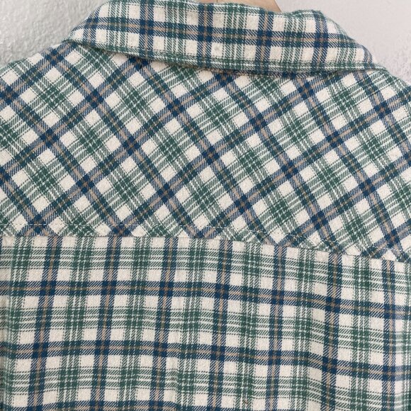 NEW Billabong Mens Large Coastline Flannel Shirt Green Plaid Wave Washed - Picture 9 of 9